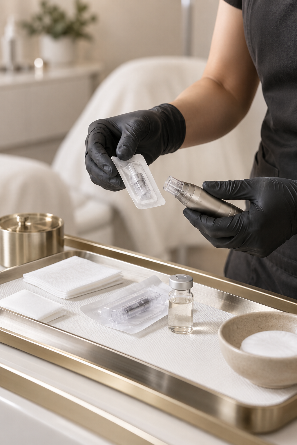Close view of a professional scalp treatment being prepared